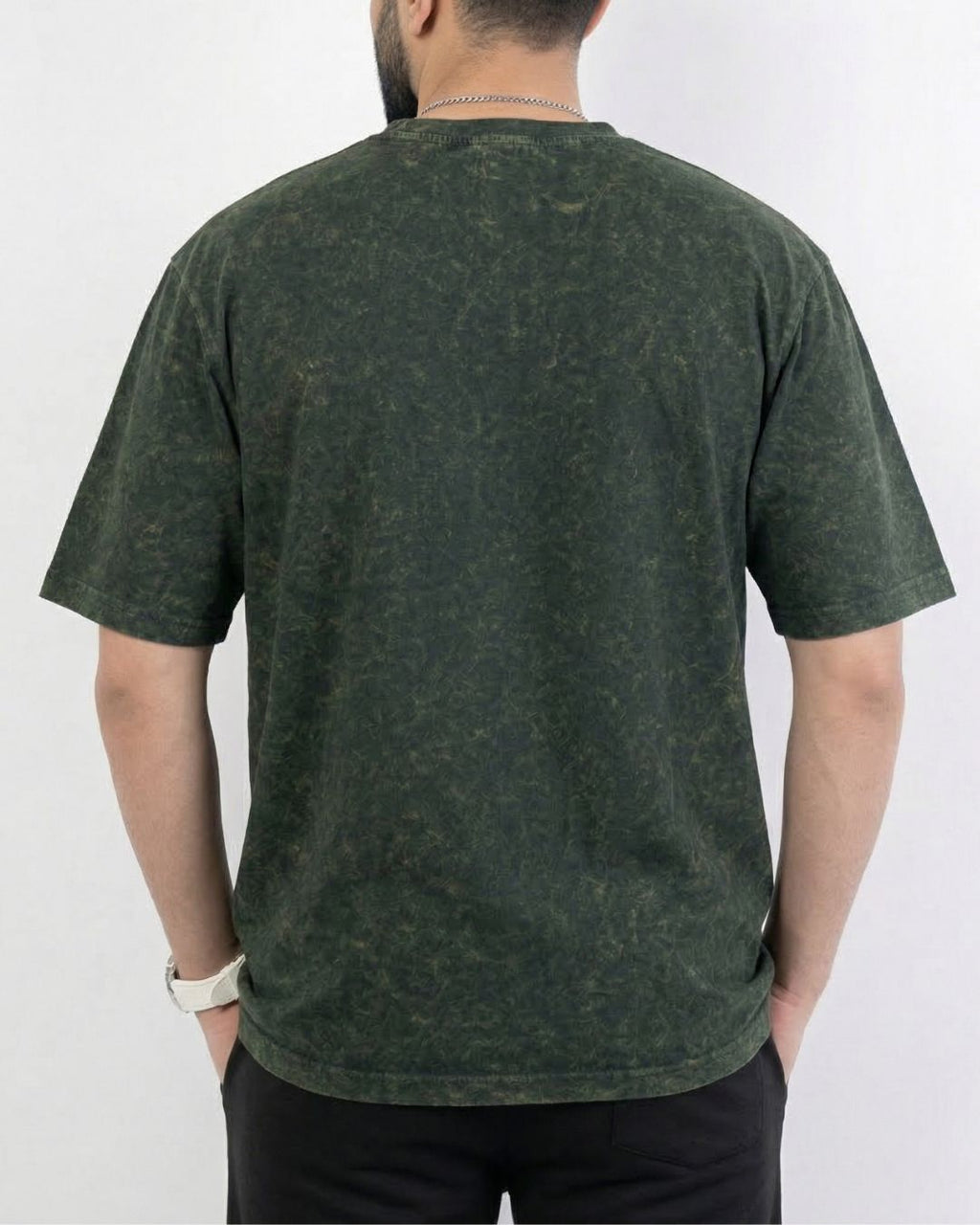 Forest green acid washed basic oversized tee