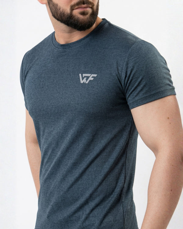 Textured dark blue quick dry tee