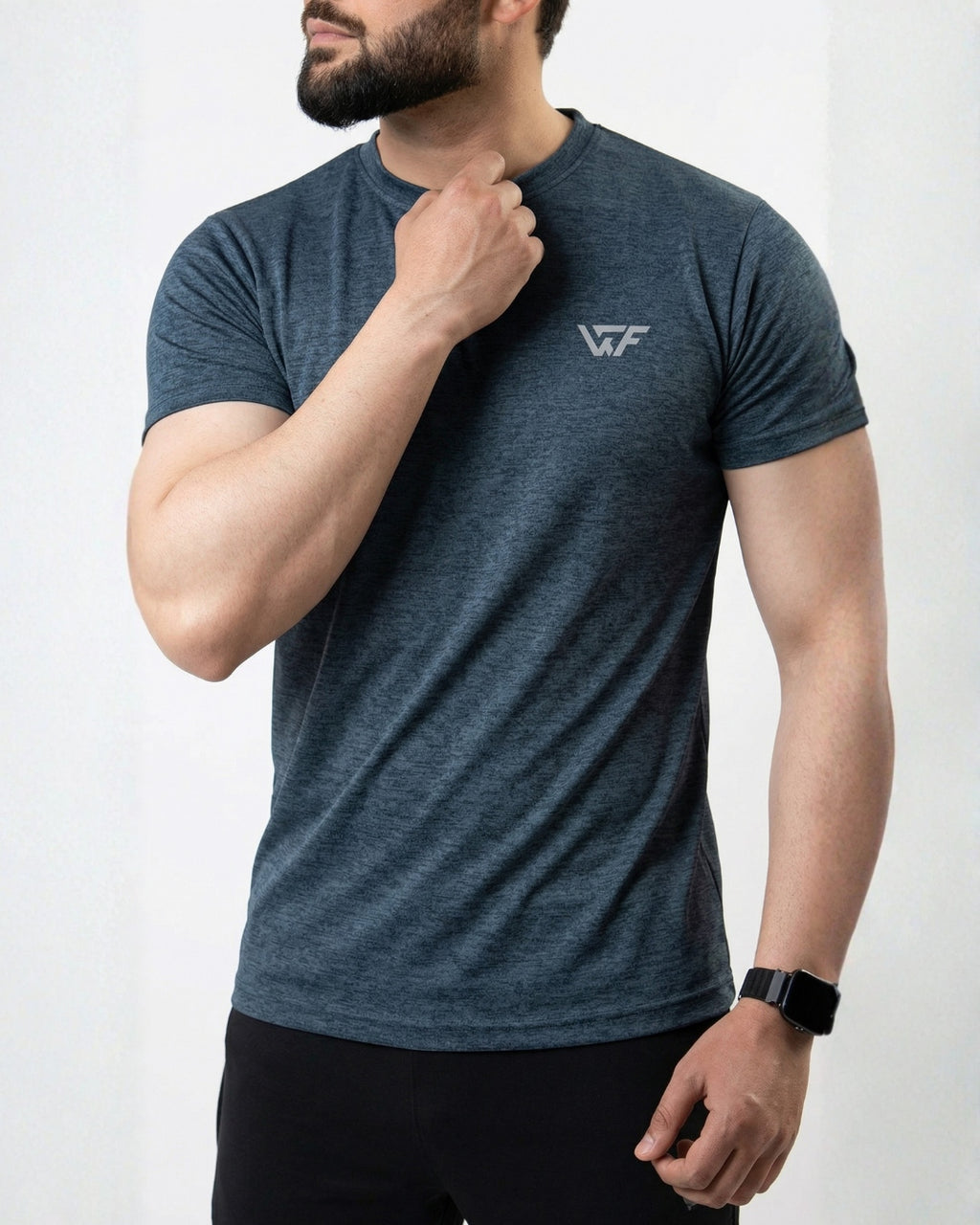 Textured dark blue quick dry tee