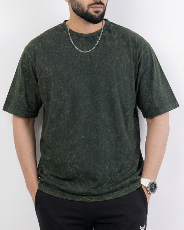 Forest green acid washed basic oversized tee