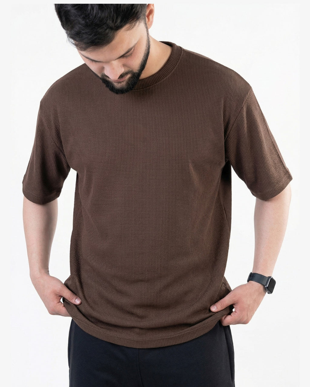 Chocolate brown waffle oversized tee