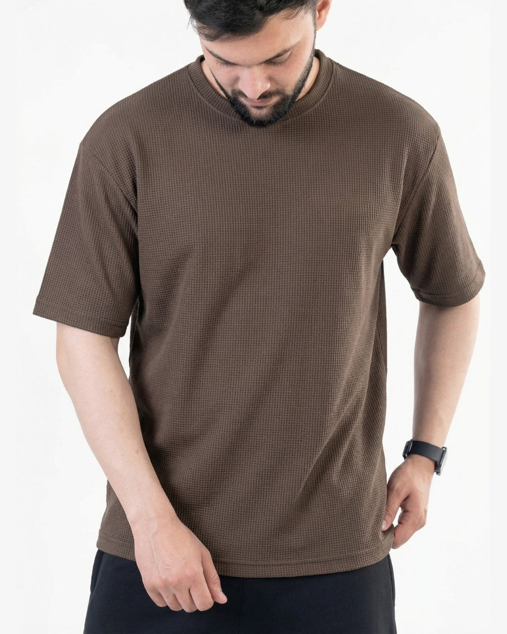 Chocolate brown waffle oversized tee