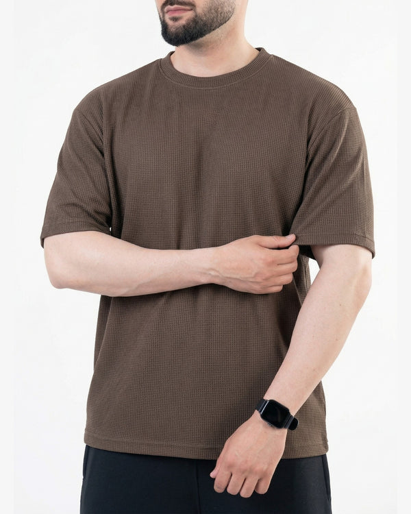 Chocolate brown waffle oversized tee