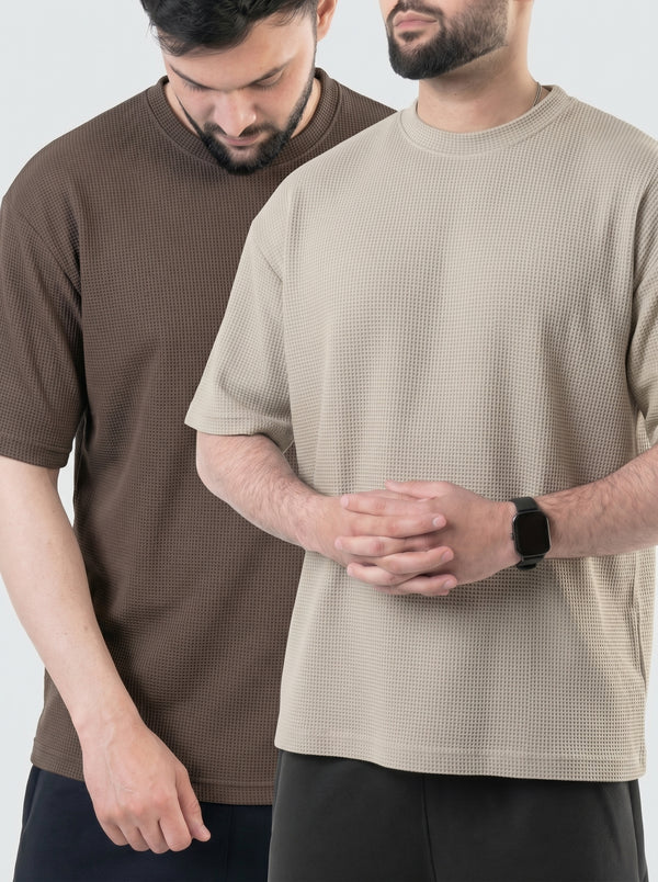 Waffle Textured Oversized T-Shirt (Pack of 2)