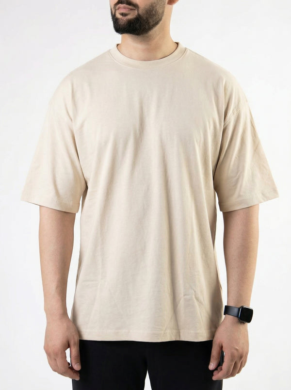 Beige basic oversized tee