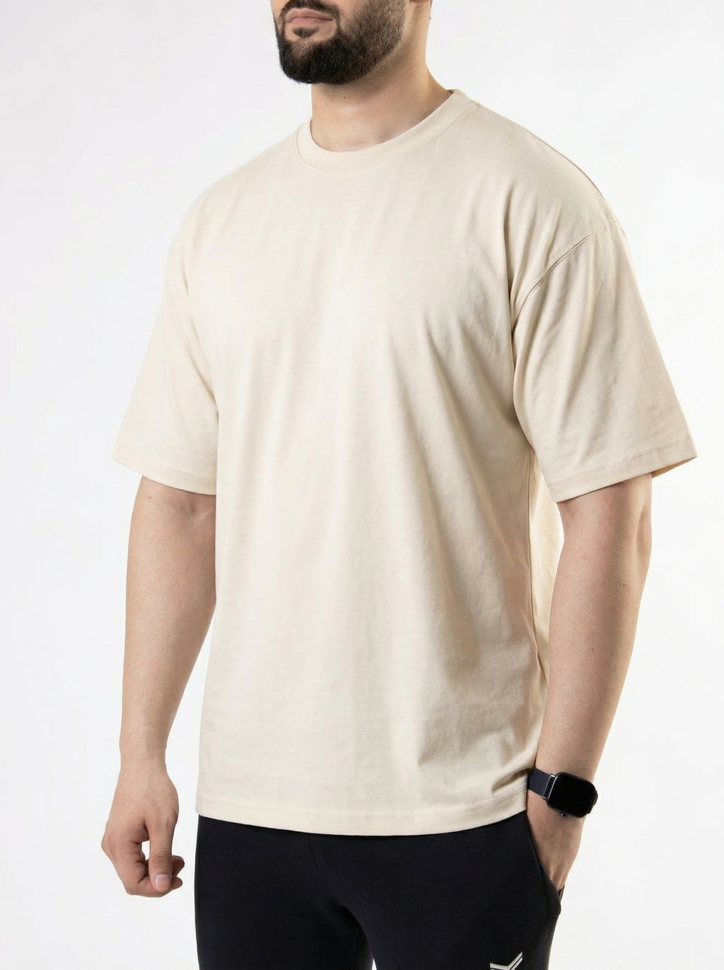 Cream basic oversized tee