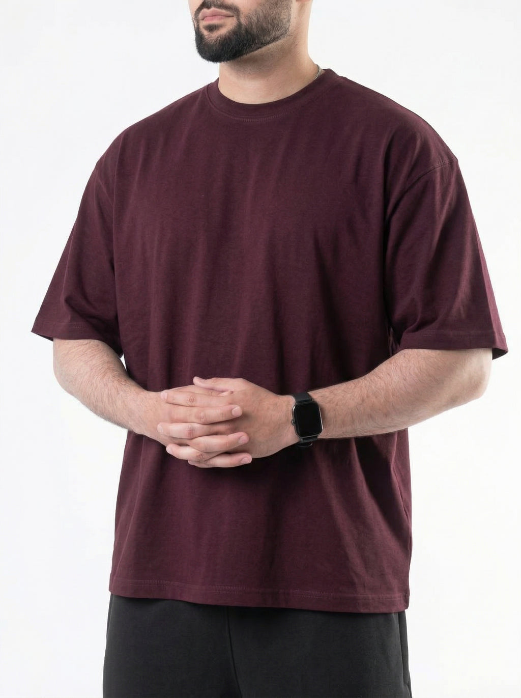 Dark maroon basic oversized tee