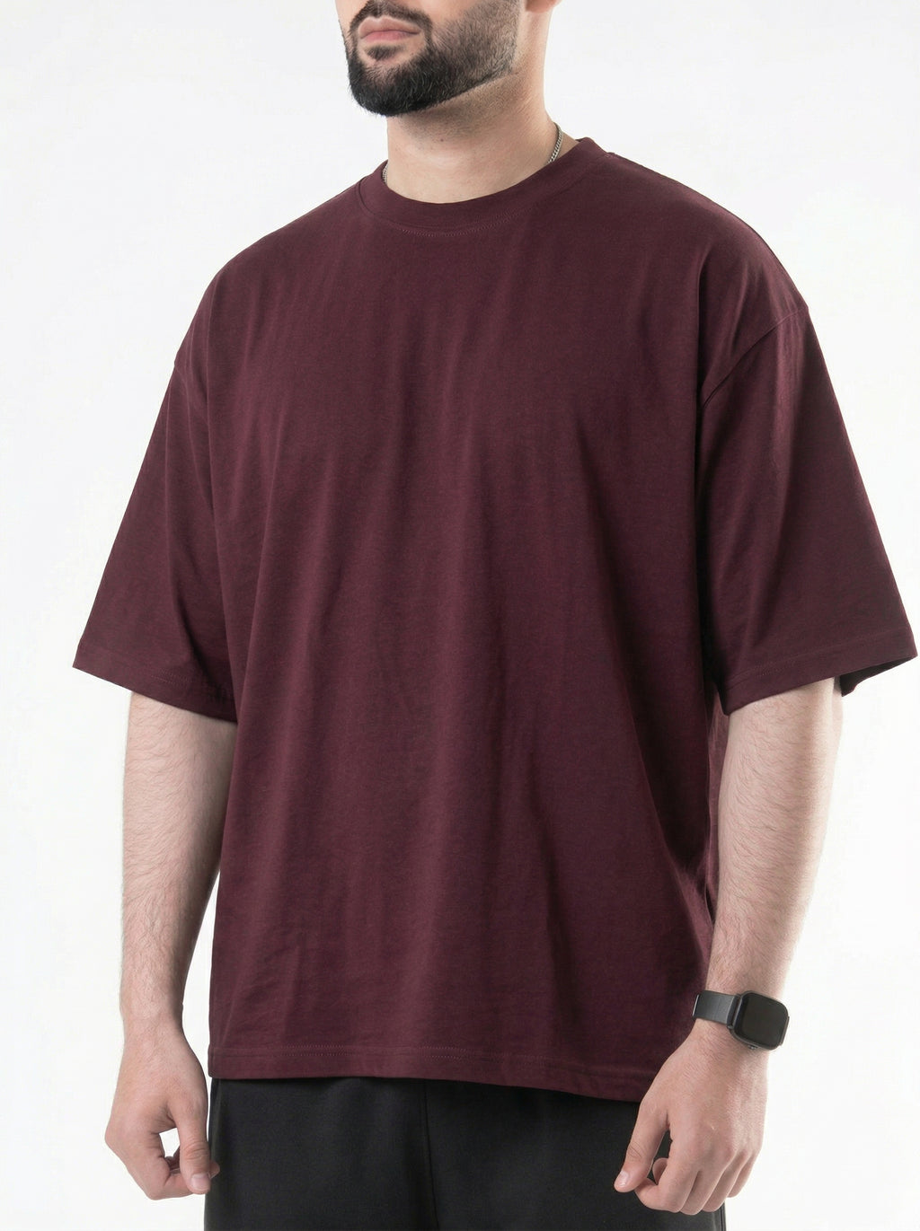 Dark maroon basic oversized tee