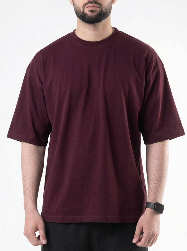 Dark maroon basic oversized tee